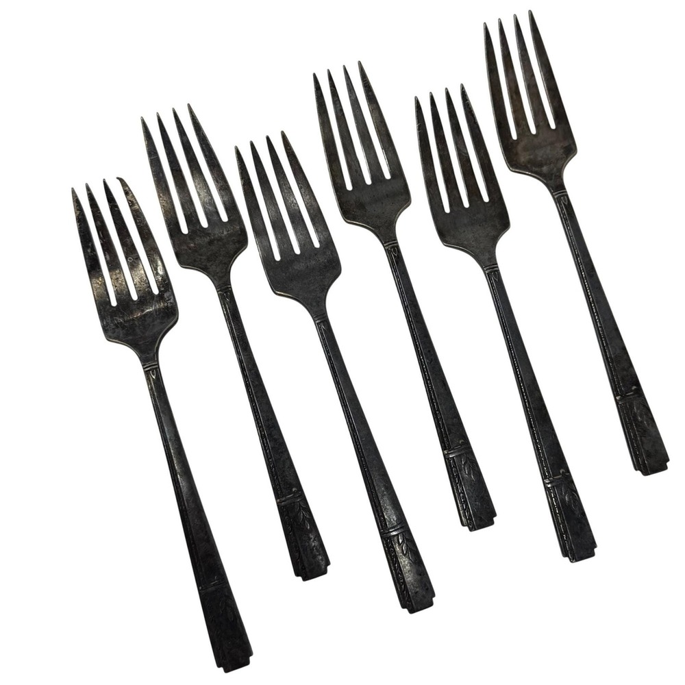 6‎ Vintage Salad Forks GRENOBLE Oneida 1938 Prestige Silverplate Flatware